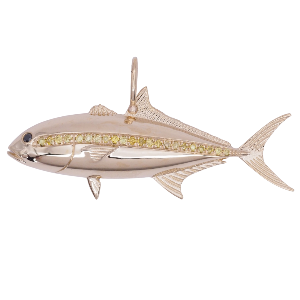 Amberjack Fish Pendant 14K Yellow Gold
