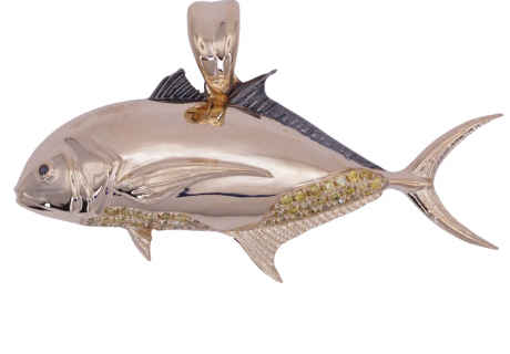 Custom Jack Crevalle Fish Pendant Yellow Gold