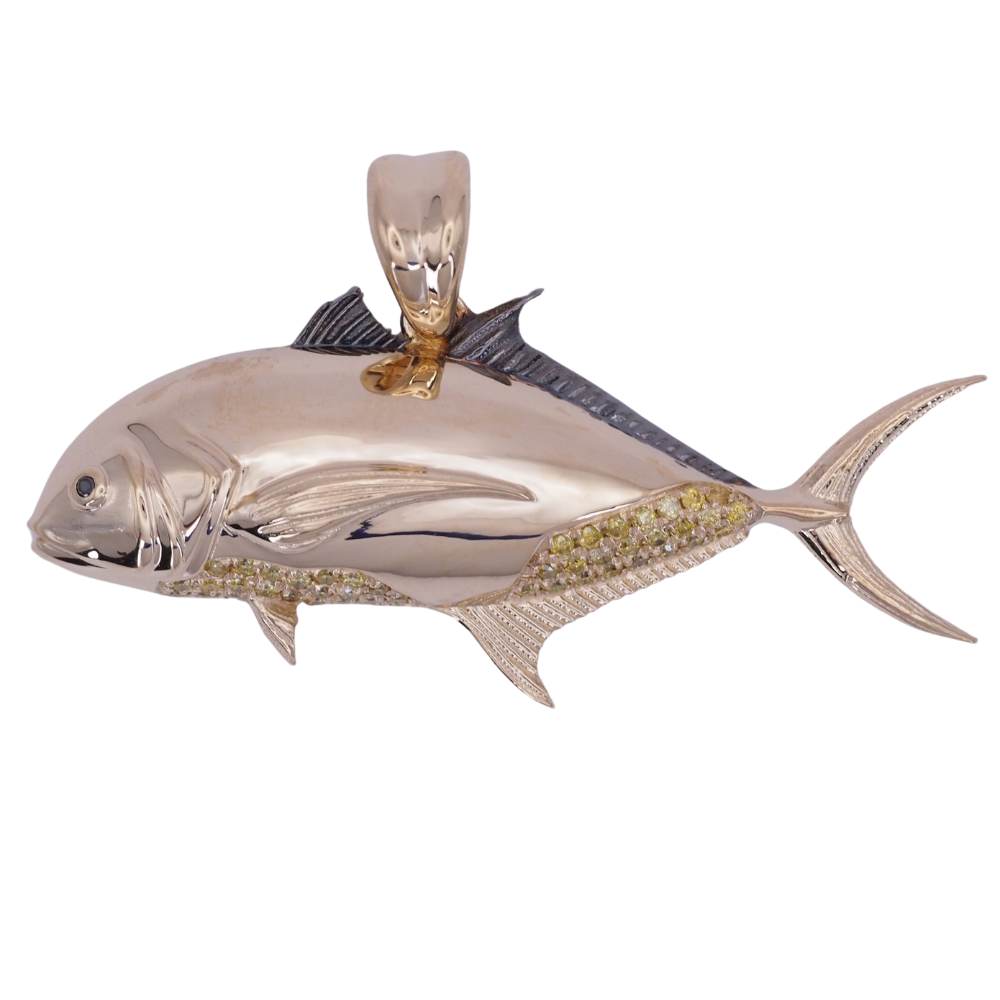 Crevalle Jack Fishing Pendant 14k Yellow Gold