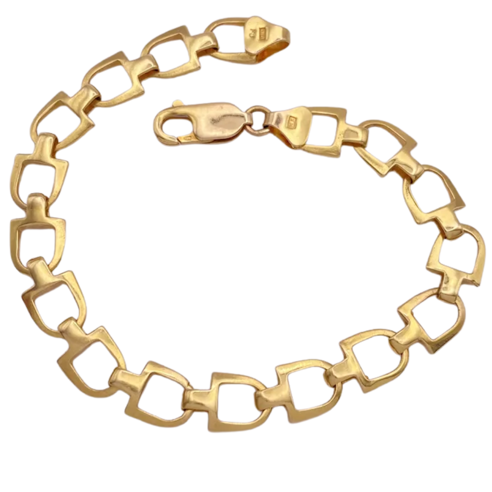 Equestrian Stirrup Link Bracelet 14K
