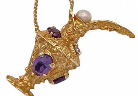 Jeweled Water Pitcher Carafe Charm or Pendant 14K Gold (2)