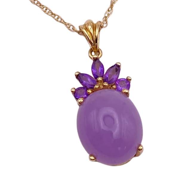 Lavender Jade and Amethyst Pendant Necklace 14K (3)
