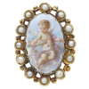 Miniature Painting Cherub Putti Pearl Halo Georgian Ring 18K front