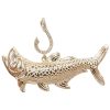 Tarpon with Diamond Hook Pendant Yellow Gold