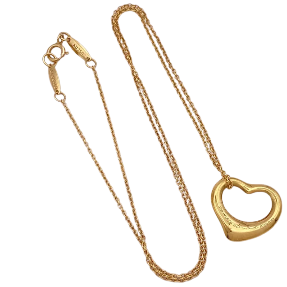 Tiffany & Co Elsa Peretti Floating Heart Necklace 18K