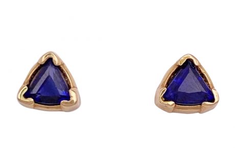 Trillion Blue Sapphire Stud Earrings 1.0 Carat TW 14K Gold