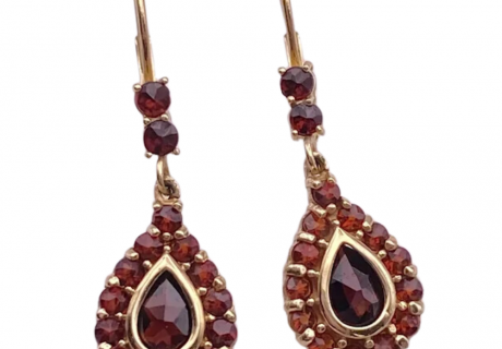 Victorian Revival 4.54ctw Garnet Rose Cut Earrings 14K (2)