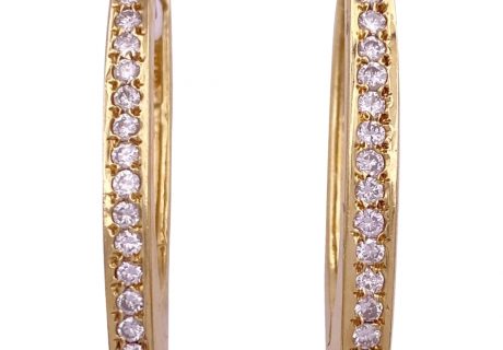0.45ctw Diamond Oval Hoop Earrings 14K Gold
