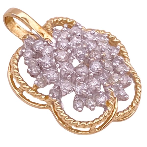 0.56ctw Diamond Cluster Pendant 14K Gold side