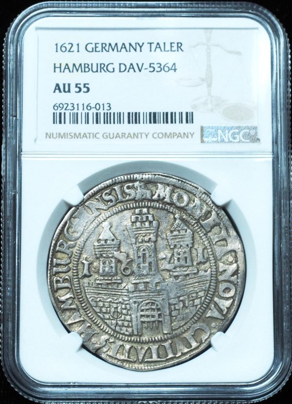 1621 Germany Hamburg Taler AU55 NGC DAV-5364