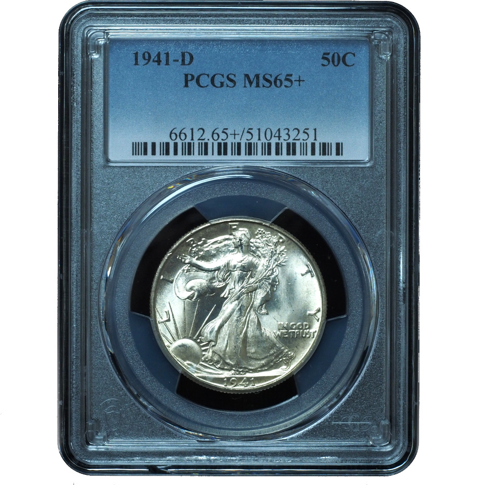1941-D Walking Liberty Half Dollar MS65+ PCGS Fresh from Original Rolls