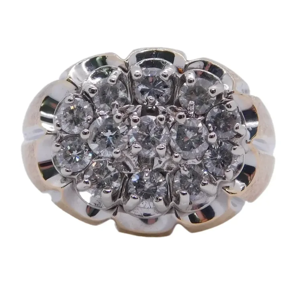 2.00ctw Diamond Cluster Vintage Men’s Ring 14K