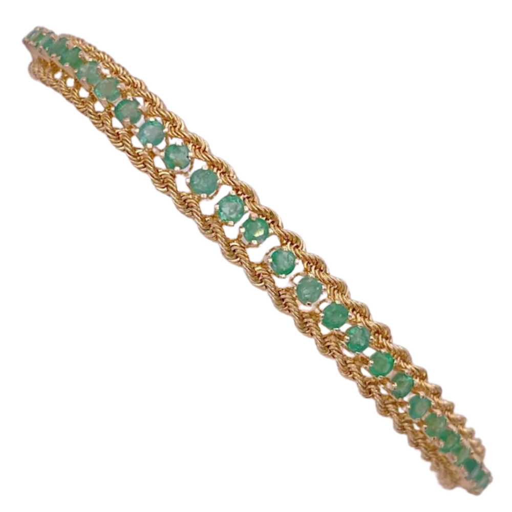 2.86ctw Natural Emerald Line bracelet 14K
