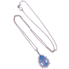 6.69ctw Pear Aquamarine Diamond Halo Necklace 14K (1)