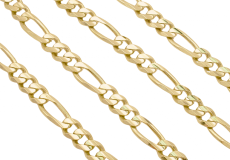 6.8mm Figaro Chain 14K Gold 24.5 Length 46.4 Grams