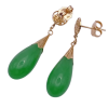 Apple Green Jade Good Fortune Kanji Earrings 14K (1)