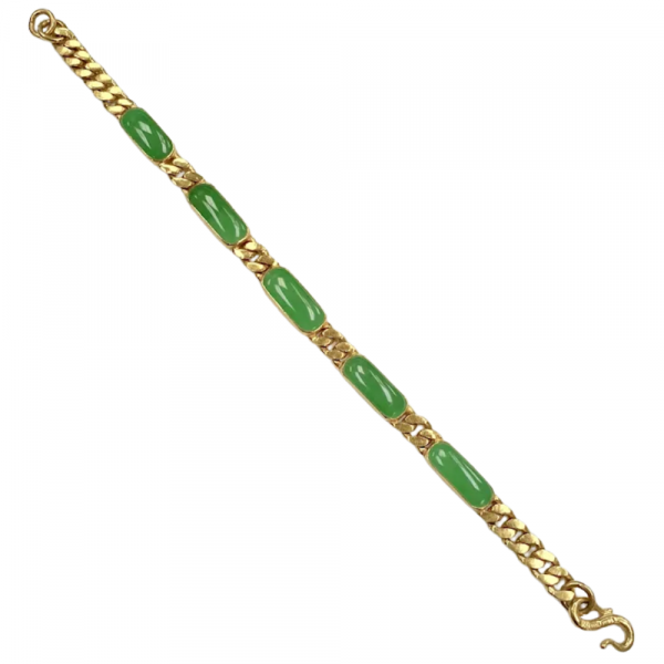 Apple Green Jade in 24K Gold Bracelet (1)