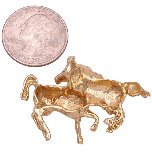 Double Horse Pendant 14K Yellow Gold back