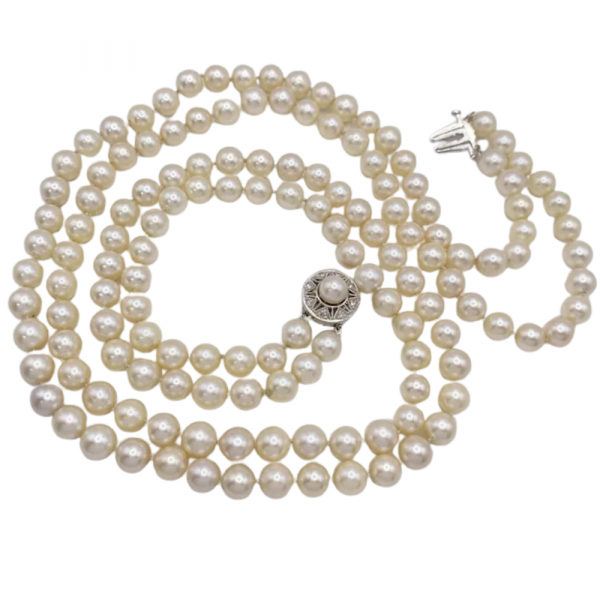 Double Row Cultured Pearl Necklace 23 14K (1)