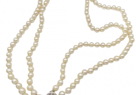 Double Row Cultured Pearl Necklace 23 14K (2)