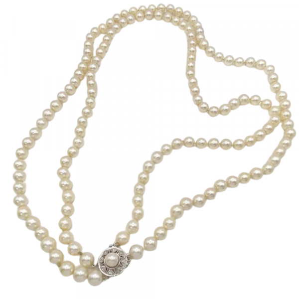 Double Row Cultured Pearl Necklace 23 14K (2)