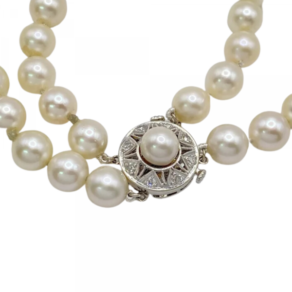 Double Row Cultured Pearl Necklace 23 14K