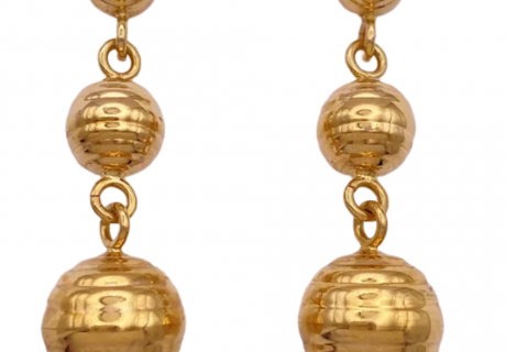 Graduated Bead Ball Dangle Earrings 18K (2)