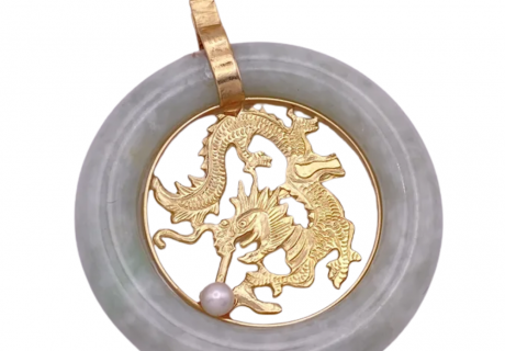 Jade DRAGON Circle Pendant 14K (2)