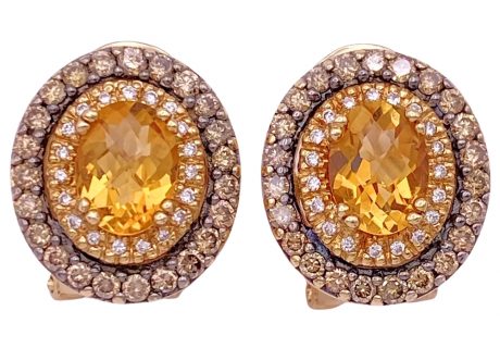 Le Vian Citrine, Chocolate & Vanilla Diamond Earrings 14K
