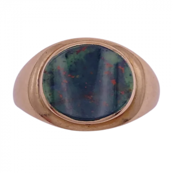 Oval Heliotrope Bloodstone Men's Ring 10K (2)