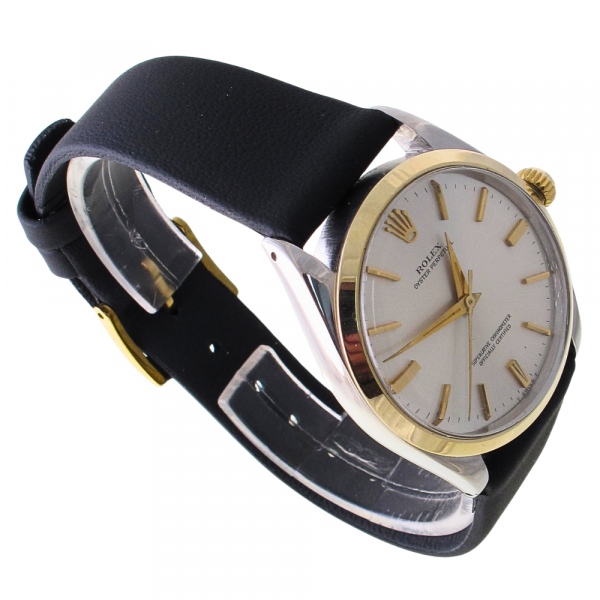 Pre-Owned Vintage Rolex 34MM Oyster Perpetual (1964) Two Tone On Leather Band Model 1002 Right