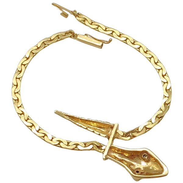 Snake By-Pass Bracelet Diamond Accent 14K Gold back