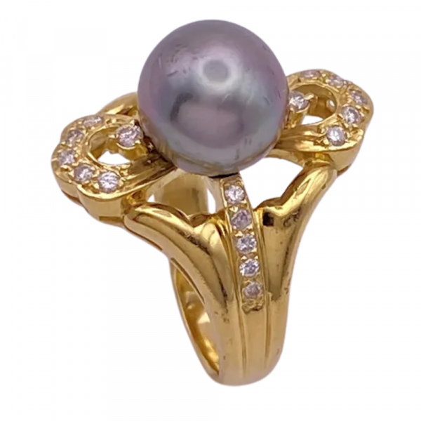 Tahitian Black Pearl Elongated Ring 18K (1)