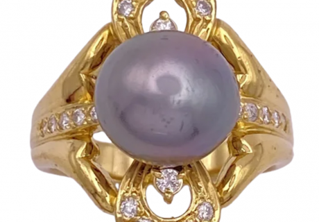 Tahitian Black Pearl Elongated Ring 18K (2)