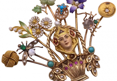 Victorian Assorted Jeweled & Enameled Stick 14K (2)