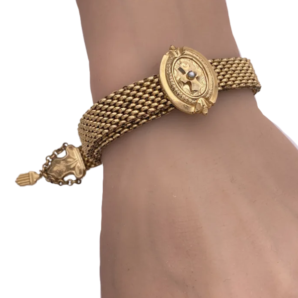 Victorian Seed Pearl Slide Tassel Bracelet Gold-Fill (2)