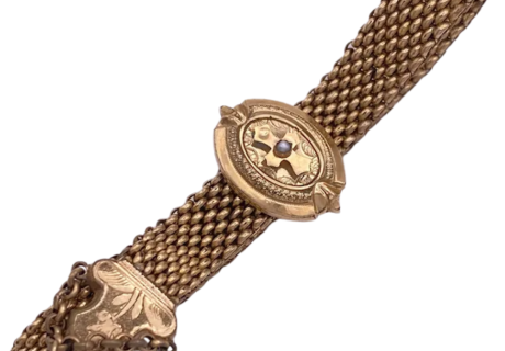 Victorian Seed Pearl Slide Tassel Bracelet Gold-Fill