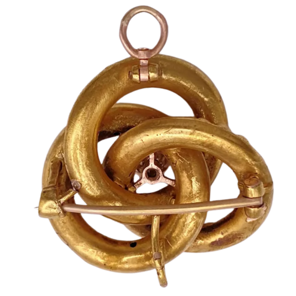 Victorian Trinity Love Knot Pendant Brooch 10K (1)