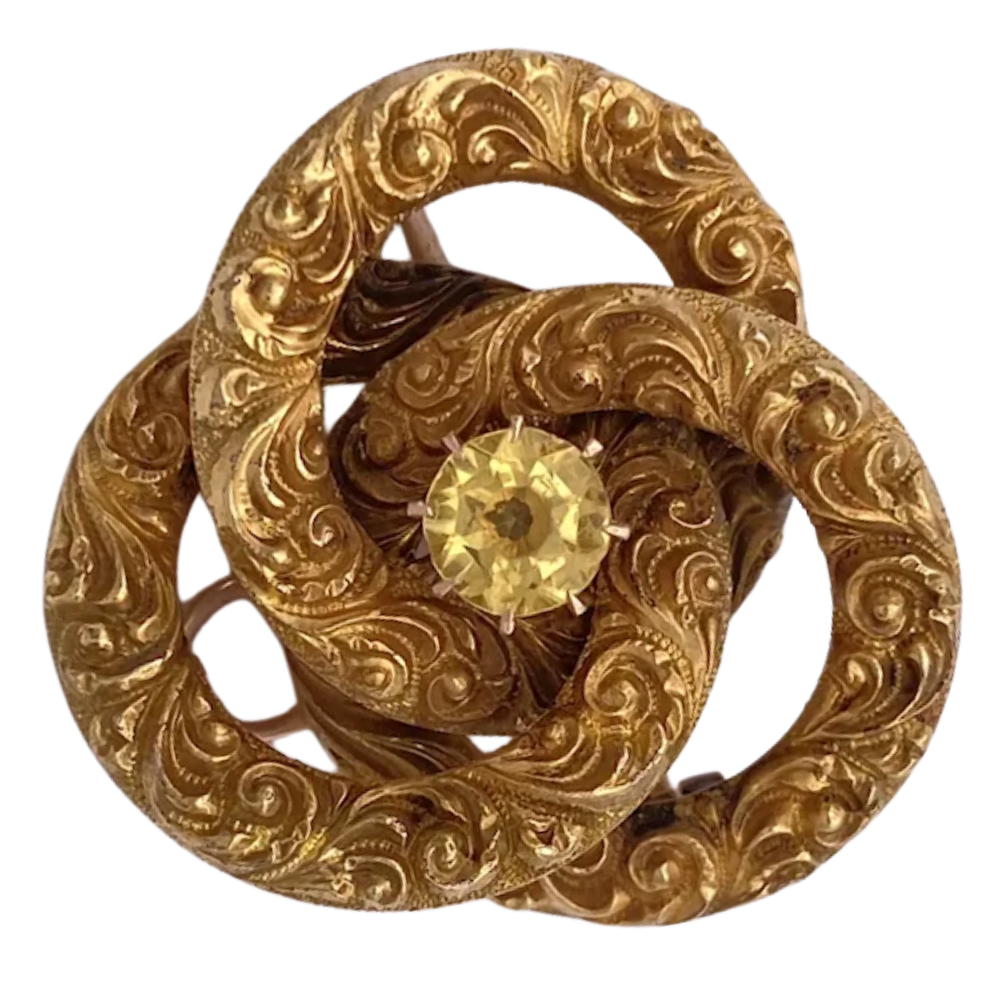 Victorian Trinity Love Knot Pendant Brooch 10K