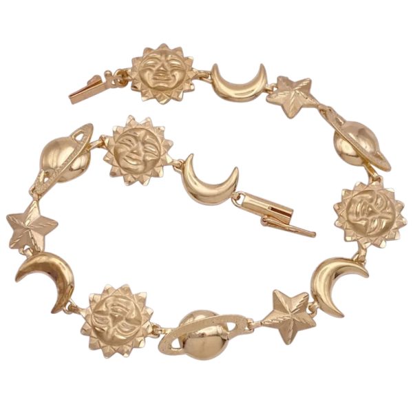 Vintage Celestial Bracelet 14K Yellow Gold