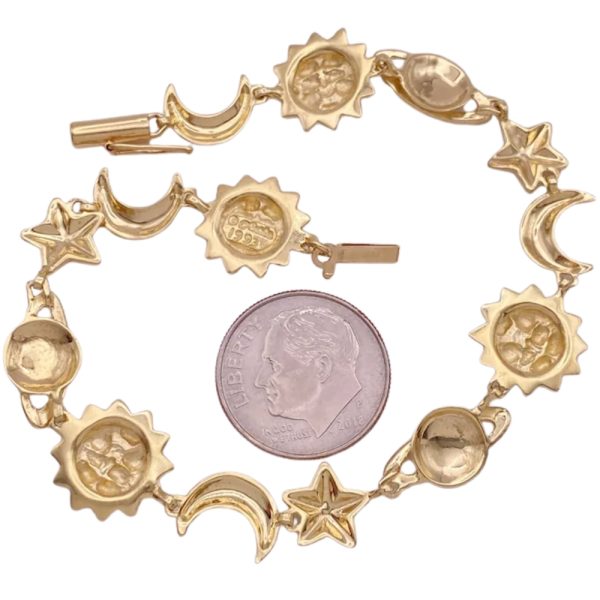 Vintage Celestial Bracelet 14K Yellow Gold size