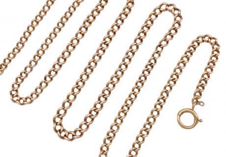 Vintage Open Curb Link 26'' Chain Necklace 14K