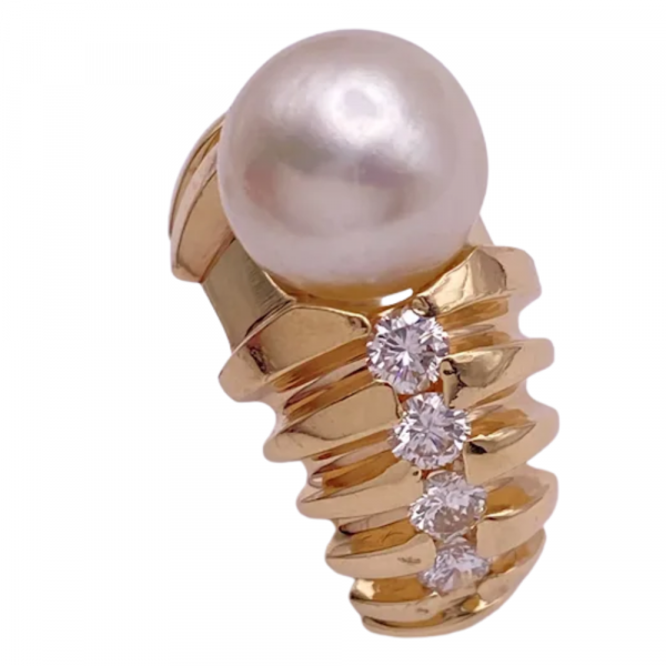 White Tahitian Cultured Pearl & Diamond Ring 14K (1)