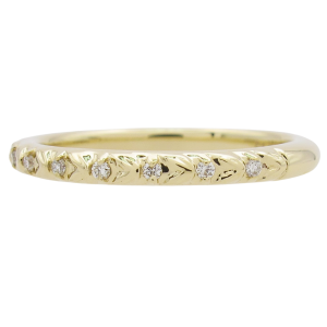 0.09ctw Diamond Textured Stack Band 14K Front