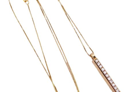 0.30ctw Diamond Minimalist Bar Necklace 14K Gold full