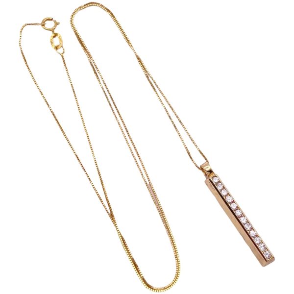 0.30ctw Diamond Minimalist Bar Necklace 14K Gold full