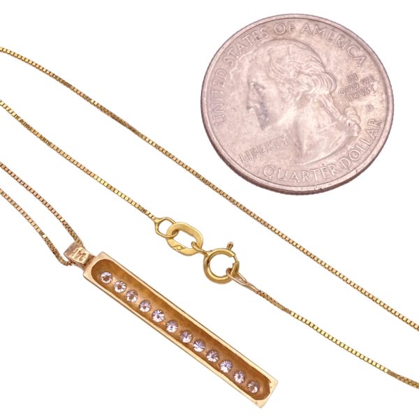 0.30ctw Diamond Minimalist Bar Necklace 14K Gold size