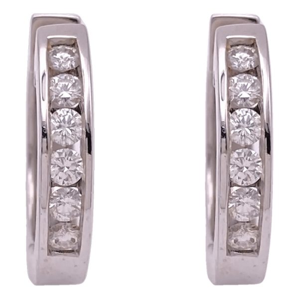0.36ctw Diamond Hoop Earrings 14K White Gold front