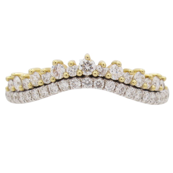 0.40ctw Diamond Double Row Contour Band Ring 14K Gold