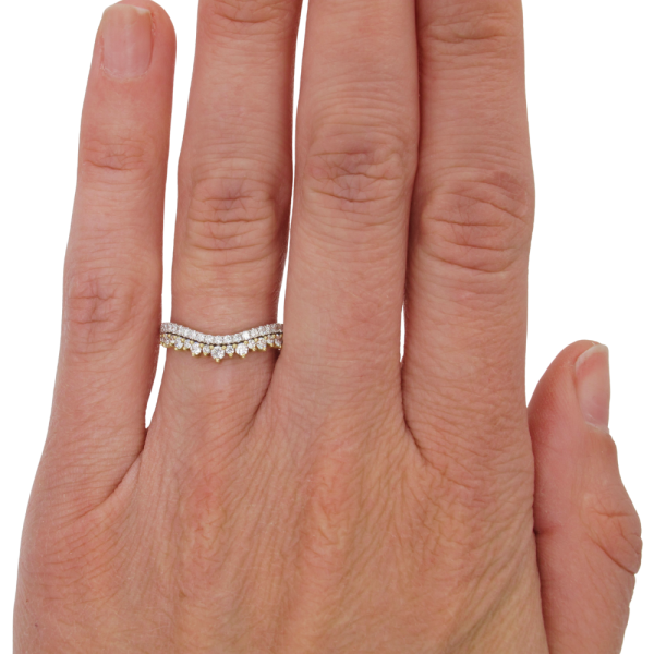 0.40ctw Diamond Double Row Contour Band Ring 14K Gold worn